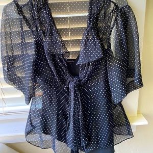 NWOT GORGEOUS B/W POLKA DOT SILK TOP W TANK SZ 2